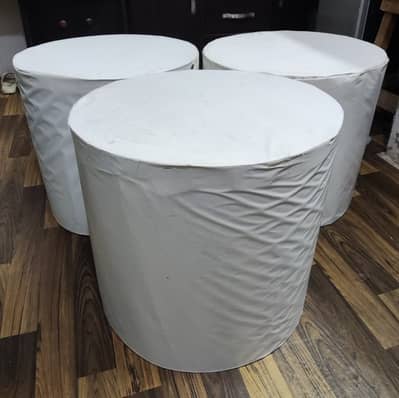 White Round Wooden Display Podiums / Stands for Sale