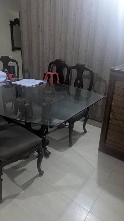 Premium 6-Seater Solid Sheesham Wood Dining Set (Base & 6 Chairs)