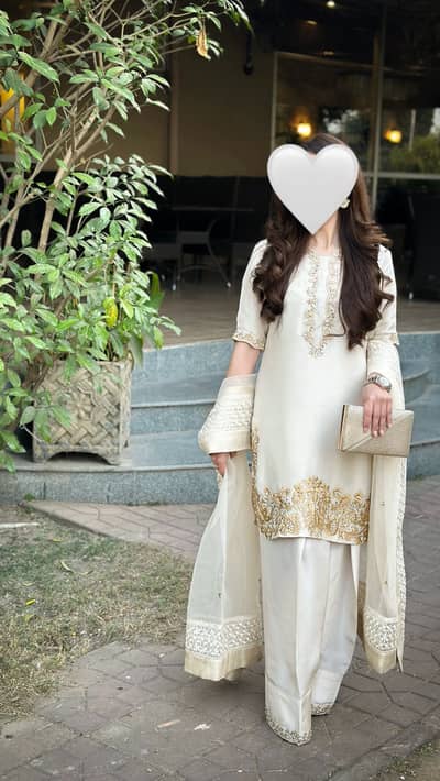Pure Roman silk farshi shalwar dress