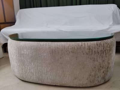 modern oval ottoman coffee table with glass top-brand new