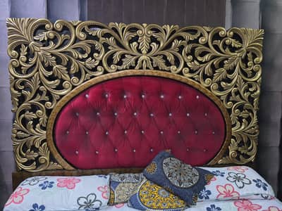 Chinioti Carved Wooden Bed Set - Double Bed + 2 Side tables + Dressing