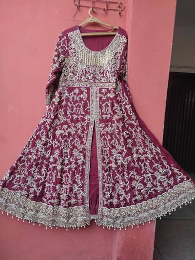 Heavily Embellished Bridal Gown with Lehnga & Dupatta  jewlery clutch