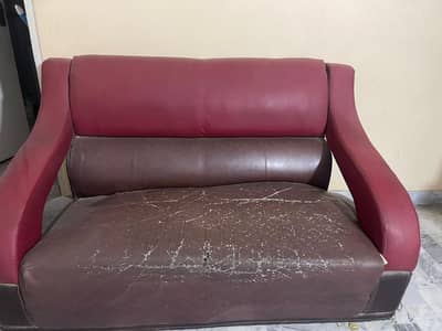4 Seater Sofa Set – Brown – Repair/Re-Upholstery Required