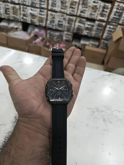 Men's Black Wrist Watch - Box Pack - Bhimber Mirpur