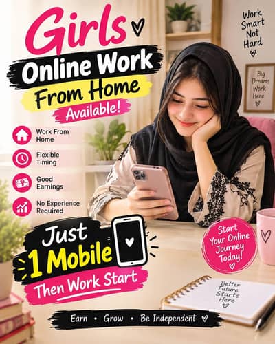 female job online work from home girl