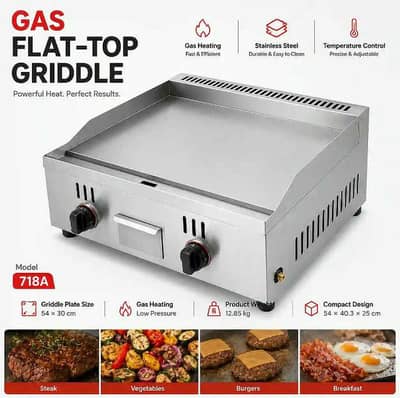 Imported Commercial Gas Flat Hotplate Griddle 21×12 Inches Steel