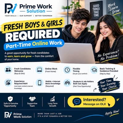 Online Work Opportunity – Fresh Boys/Girls Can Apply