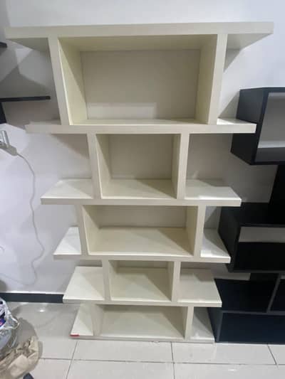 White Bookshelf – Double Lasani Wood - Used
