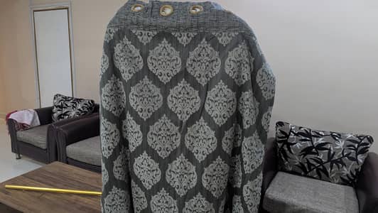 Premium Grey Jacquard Eyelet Curtains – Excellent Condition