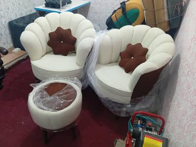 Luxury Coffee Chairs Set with Glass Table  Made on Order