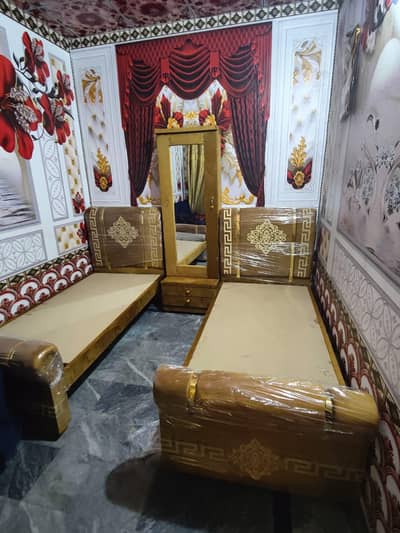 2 single velvet poshish beds jori with decent dressing for sale. . . .