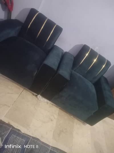 Navy blue velvet stuff 5 seater brand new sofa set