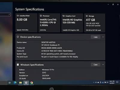 HP 250 G5 Notebook | i5 6th Gen | 8GB RAM | SSD + HDD