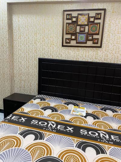 King Size Bed with Mattress, 2 Side Tables & Dressing Table