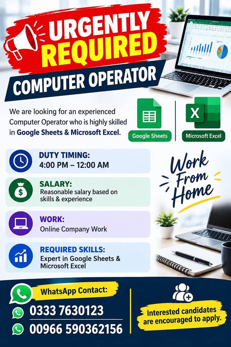 Computer Operator Required | Work From Home | Multan 0