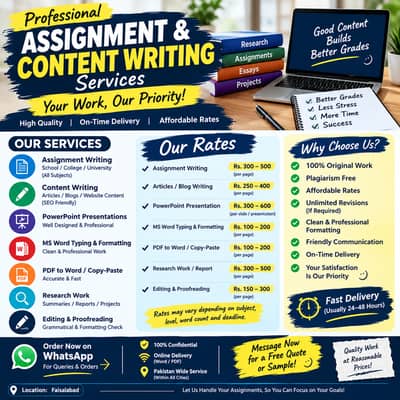 Professional Assignment & Content Writing | Fast Online Delivery