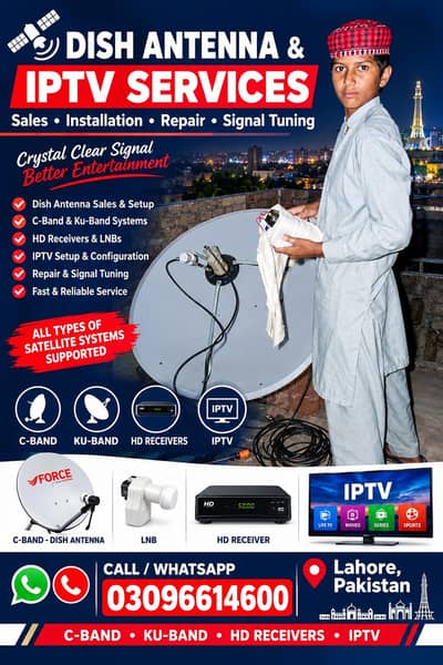 dish antenna sell installation tv IPTV HD receiver lnb 03096614600