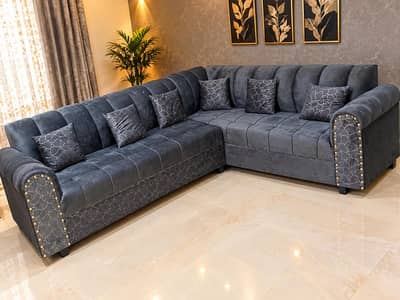 نیا L Shape Sofa Set | Modern Design | Faisalabad