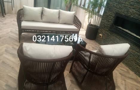 OUTDOOR GARDEN ROPE SET RATTAN UPVC FURNITURE SOFA SET CHAIRS TABLE
