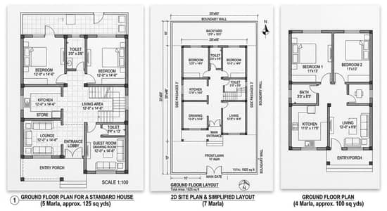 گھروں کے نقشے بنوائیں | 2D Floor Plan | Ground & First Floor