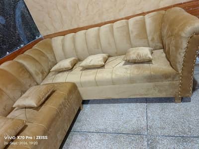 corner wood skin sofa