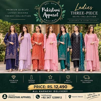 Ladies 3 Piece Suits / Women 3 Piece Dress / Pakistani Dresses / Suit