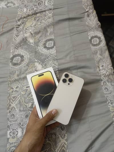 I phone 14 pro max gold color 128gb with box