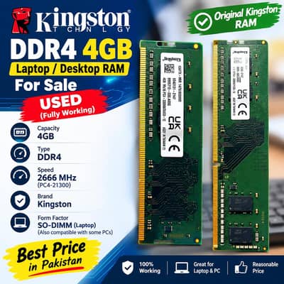 Kingston 4GB DDR4 RAM  Urgent Sale
