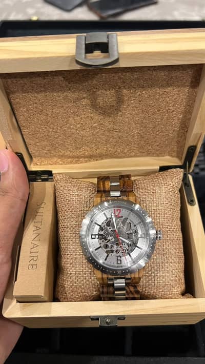 UMBRA | Sultanaire Automatic Skeleton Watch | Wooden Strap |