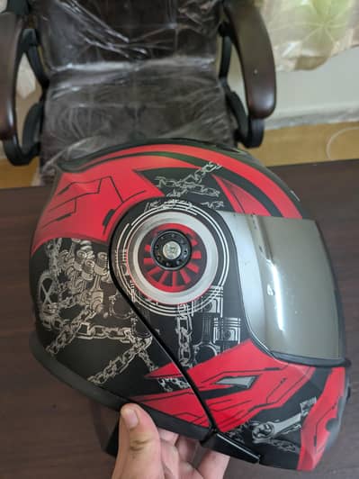 new vector modular helmet special edition with graphics , chrome visor