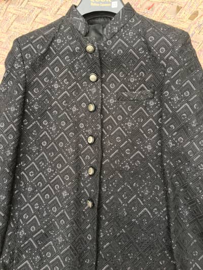 Black Prince Coat Full Embroidery Final price 6k branded