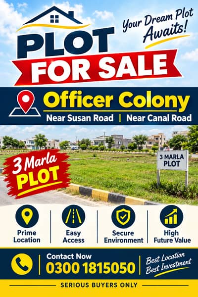3 Marla Plot For Sale Officer Colony No 1 Near Canal Road Near Susan Road
