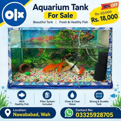 Aquarium Tank with fish and Filter - 10% Discount Offer Rs 18k Only