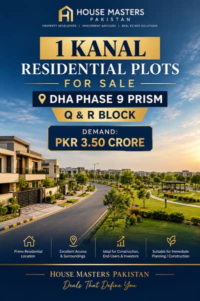 1 Kanal Residential Plot For Sale In DHA Phase 9 Prism Q and R Block