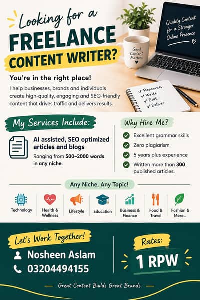 Hire me as a Freelance Content Writer