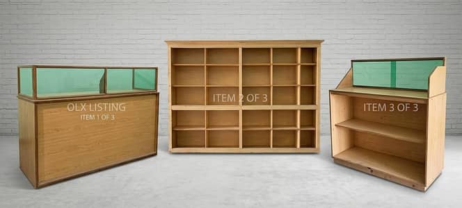 Shop Counter & Display Rack Set (3 Pcs)
