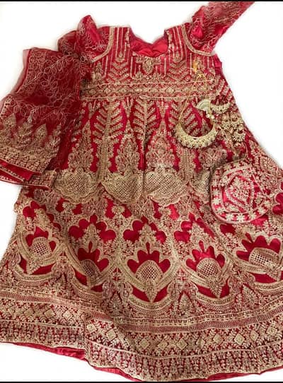Red Heavy Bridal Barat Lehnga - Golden Embroidered work- Worn Once