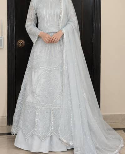 Threads & Motifs Ice Blue lehnga choli Luxury Formal dressl Worn once