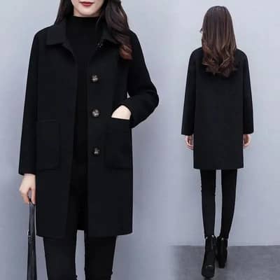 Women's Black Wool Coat)
