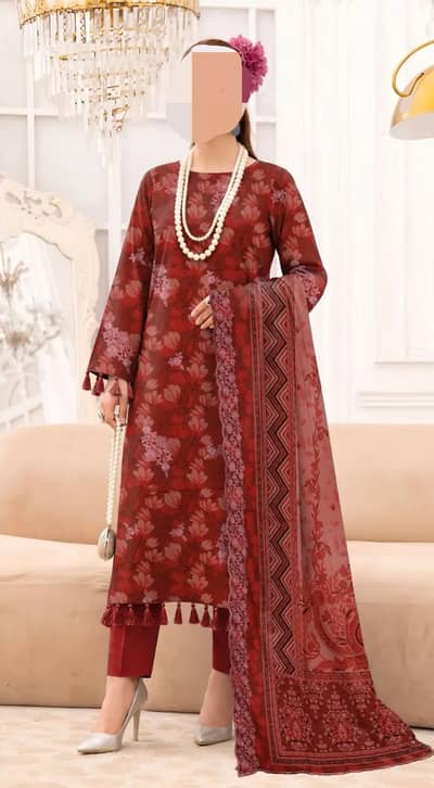3 PCs Women's Unstitched Printed Suit