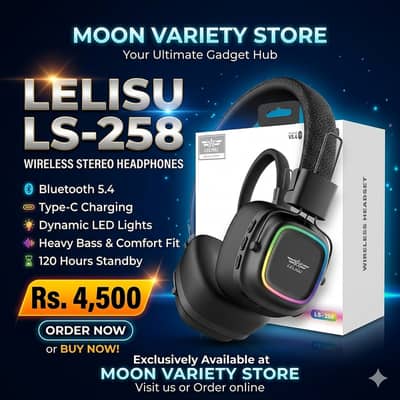 Lelisu LS-258 Wireless Stereo Headphone | Bluetooth 5.4 Over-Ear Head