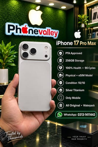 iPhone 17 Pro Max PTA Approved 256GB | 100% Battery 13 13 15 Pro