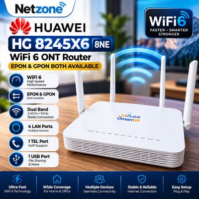 HUAWEI HG 8245X6 8ne Wifi 6 EPON and GPON BOTH AVAILABLE