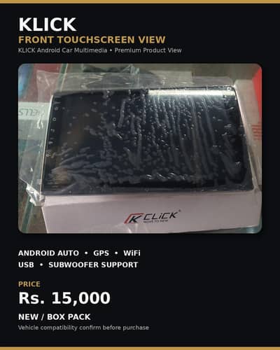 KLICK Android Car Multimedia | GPS | WiFi | USB | New Box Pack