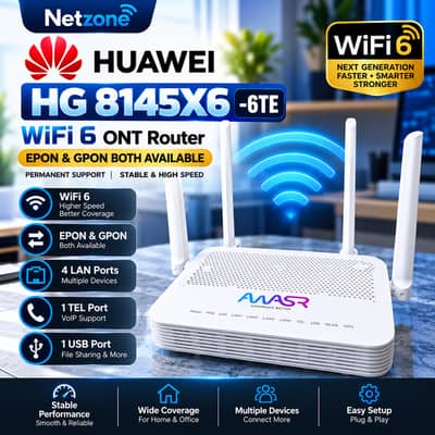 HUAWEI HG 8145X6 -6TE WIFI 6 EPON AND GPON PERMENENT BOTH AVAILABLE