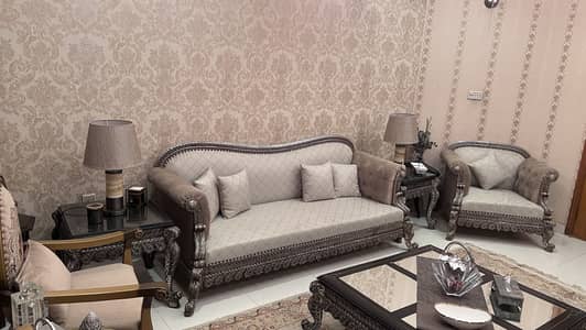 7 Seater Heavy Chinioti Sofa Set With Tables Glass Top