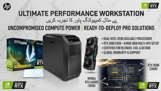 HP Z8 G4 Dual Xeon Gold 6138 Workstation RTX 3090 24GB + A4000 16GB