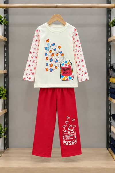 **Girls Stylish Printed 2-Piece Casual Dress**