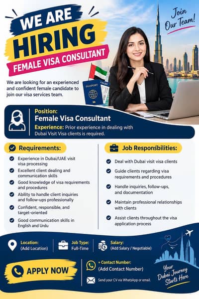 Hiring female for visa company