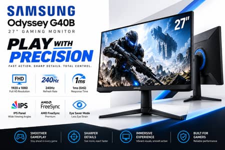 Samsung Gaming Monitors G40B- 240Hz, 1ms Response Time- 3 Years W